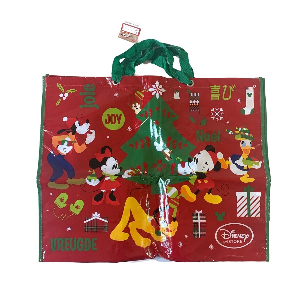 Disney Store Mickey & Friends Holiday Cheer Reusable XL Tote Bag *Damaged Handle